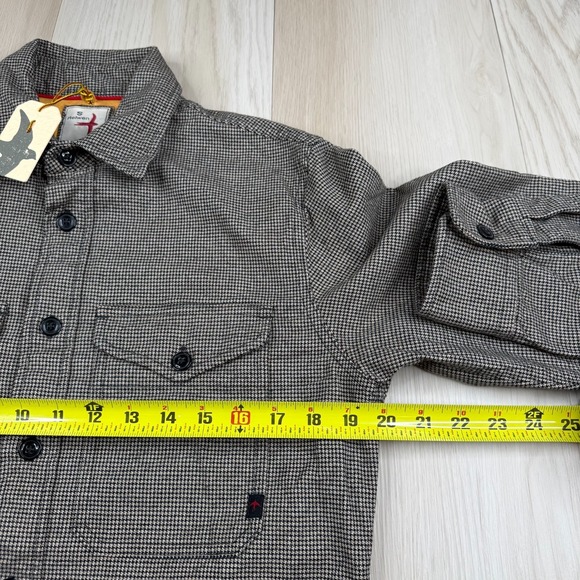 Relwen Mens Camel Black Houndstooth Stretch Workwear Button Up Shirt Size S NWT - Picture 9 of 11